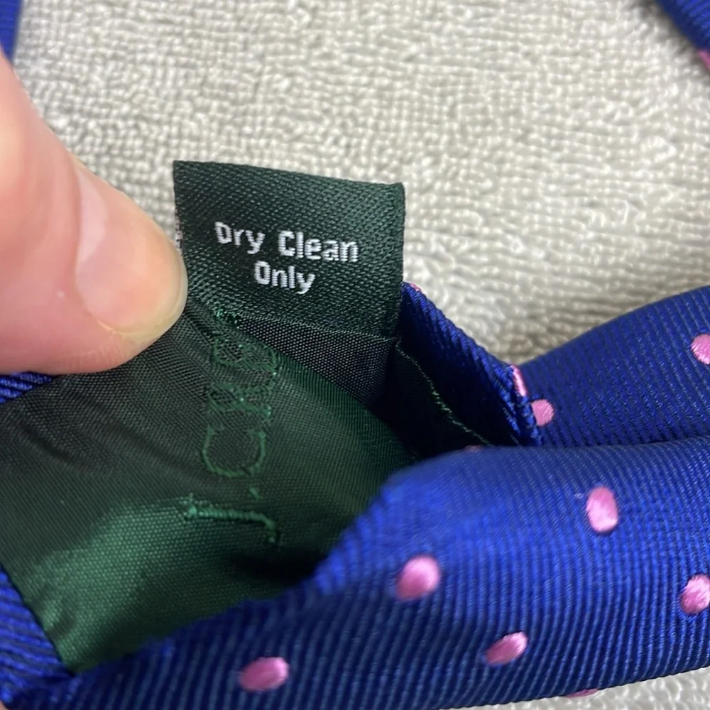 J Crew Men’s Tie Blue Pink Dots Classic Preppy Work